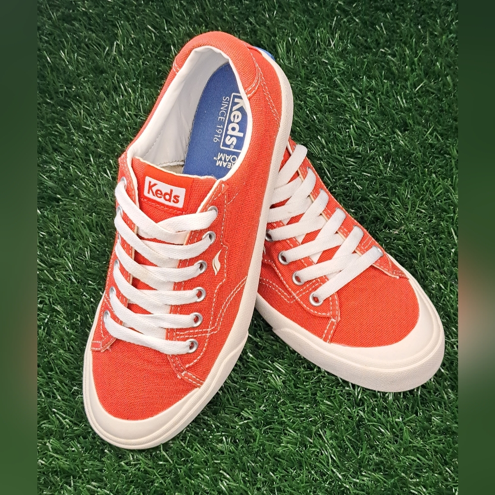 Keds Crew Kick 75 Red Canvas Dream Foam Sneakers Shoes Womens Size 7.5